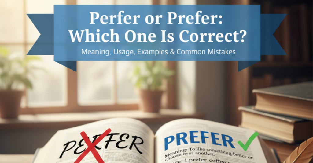 Perfer or Prefer: Which One Is Correct? Meaning, Usage, Examples & Common Mistakes