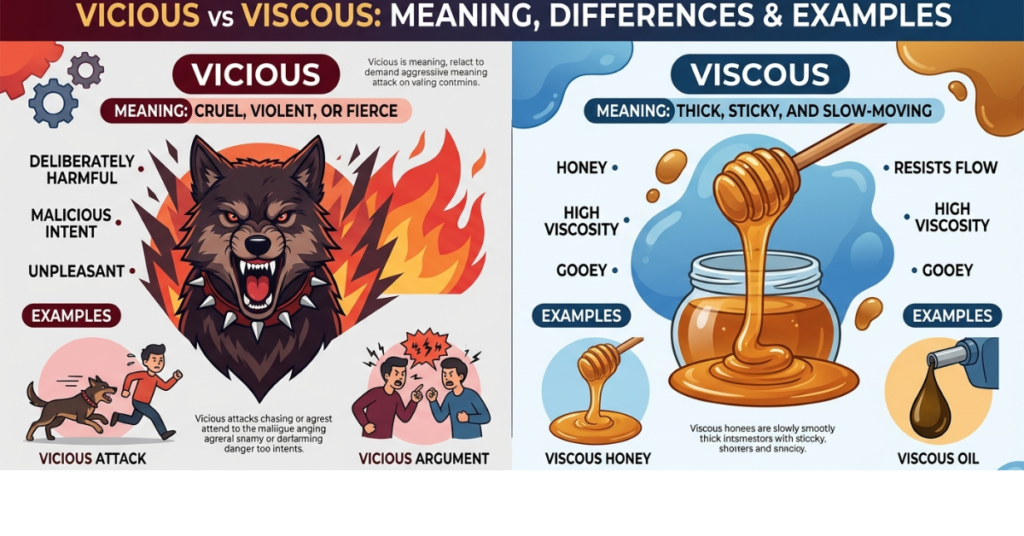Vicious vs Viscous: Meaning, Differences & Examples