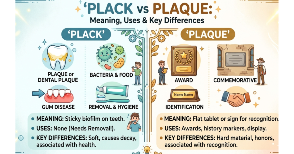 Plack vs Plaque: Meaning, Uses & Key Differences